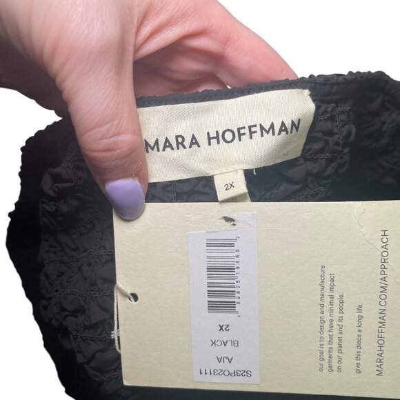 Mara Hoffman Aja Cropped Popcorn Top Black 2X NWT $315 - Picture 2 of 5